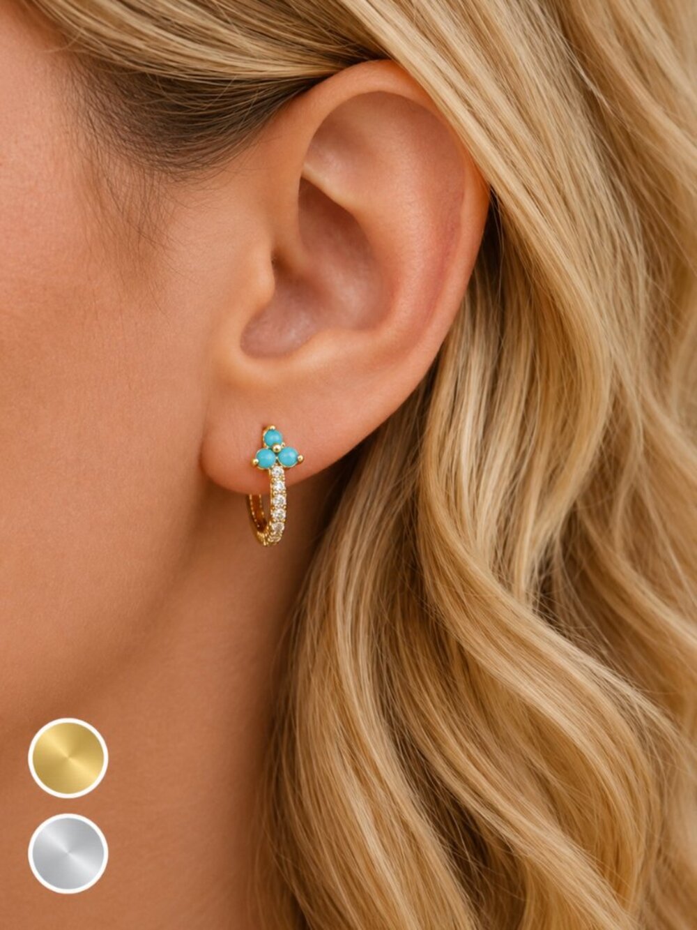 "Montana" Turquoise Huggie Hoops